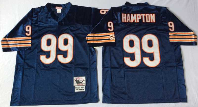 Bears 99 Dan Hampton Navy M&N 1985 Throwback Jersey->nfl m&n throwback->NFL Jersey